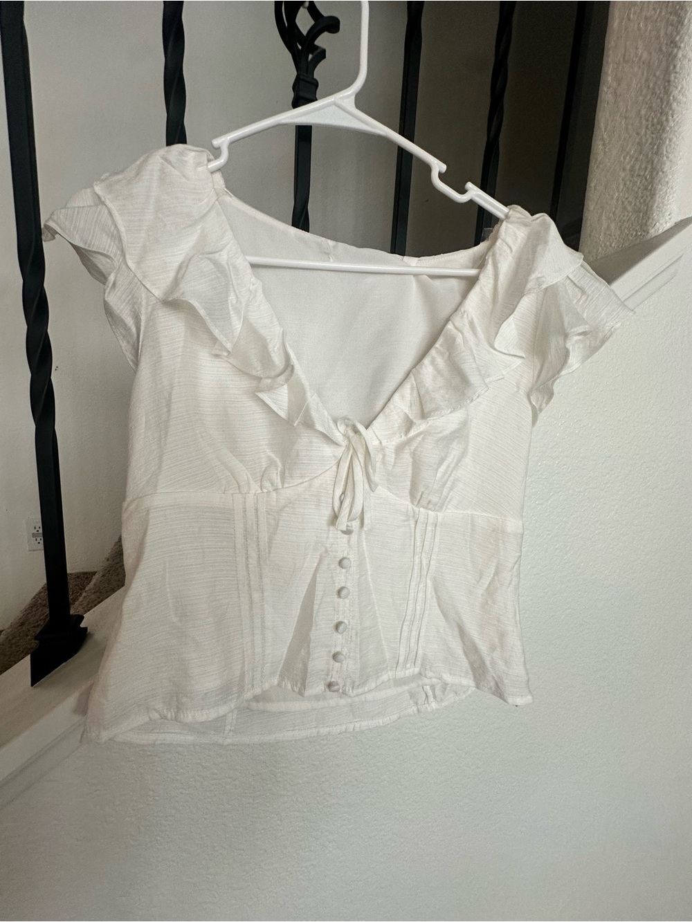 Altar'd State White Ruffle Tie-Front Blouse